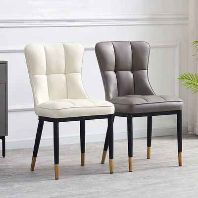 kupować Szary skórzany krzesło jadalne z metalową nogą do kuchni produkcja online