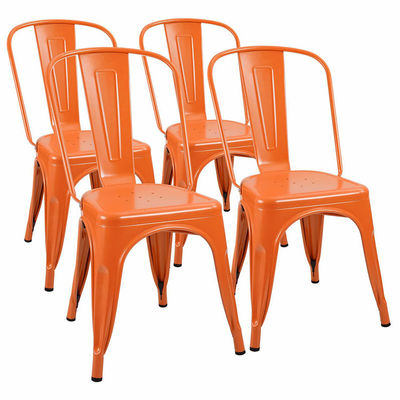 kupować Krzesło do jadalni metalowe do zestawów dla gospodarstw domowych Orange Vintage Metal Bistro Chairs produkcja online